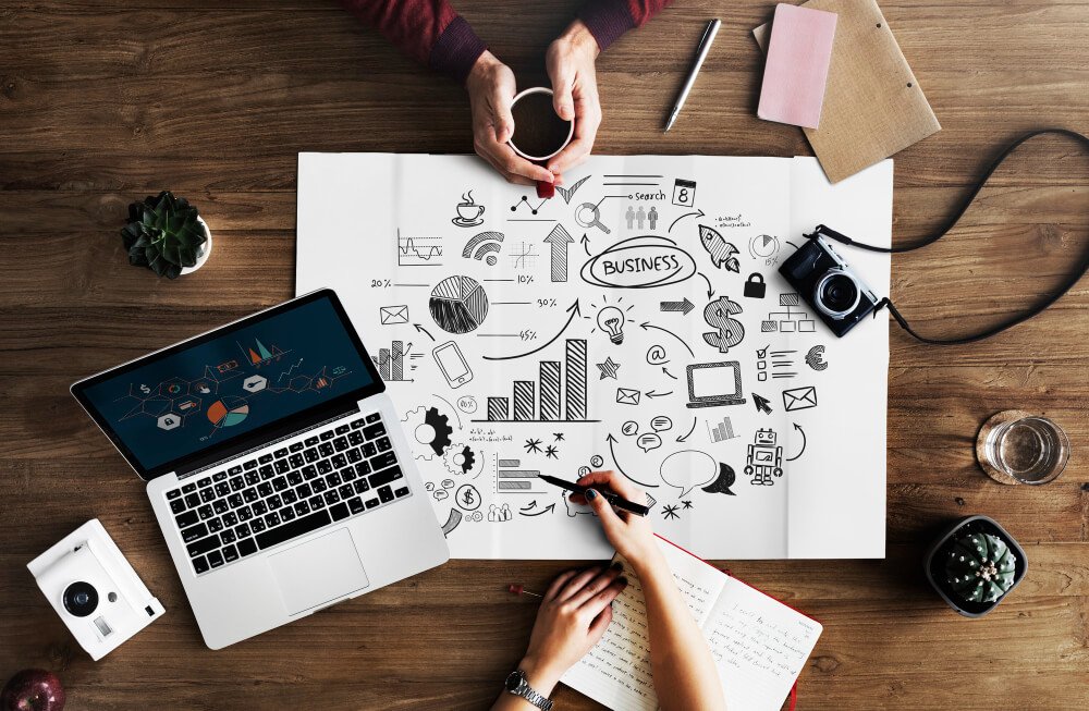 Team mapping out a 90-day SEO and content plan