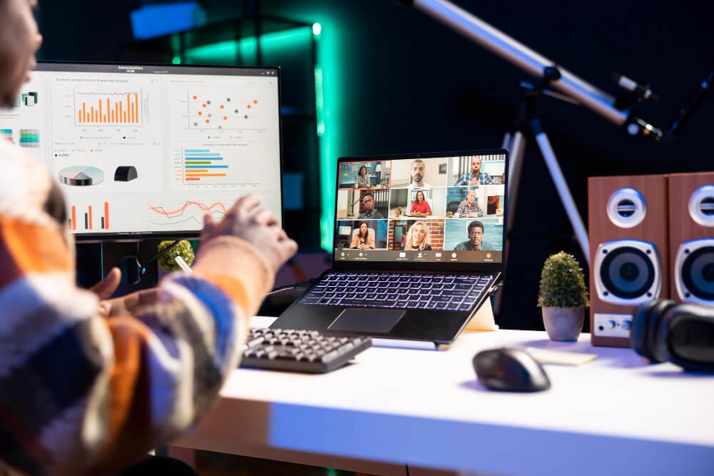 Live social media performance dashboard on a laptop screen