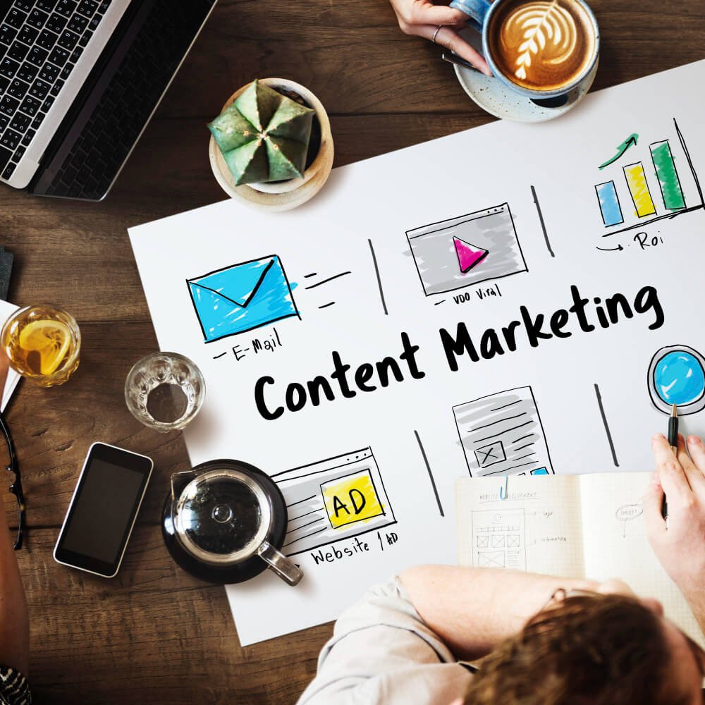 SEO and content strategy planning on a laptop