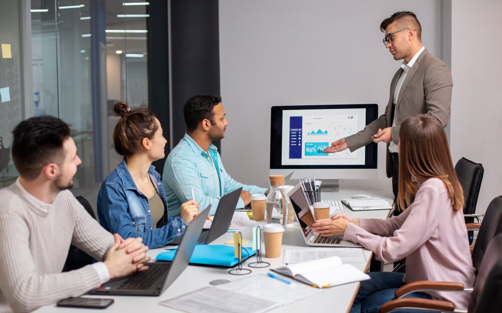 Strategist and client reviewing a growth roadmap together