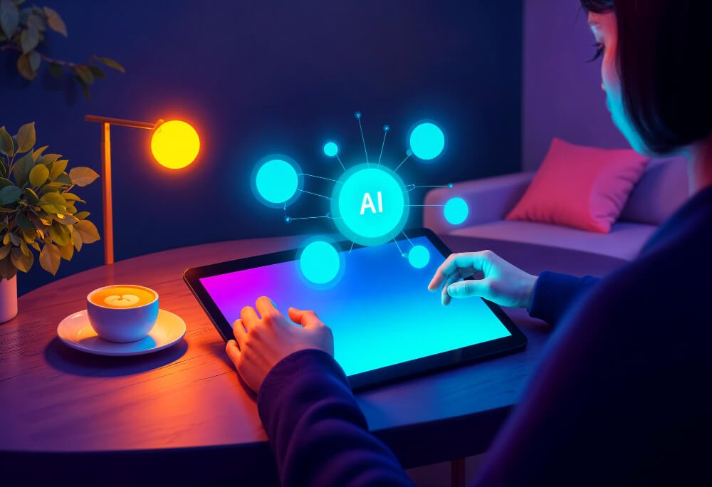 AI-assisted answer content writing and optimisation on a laptop