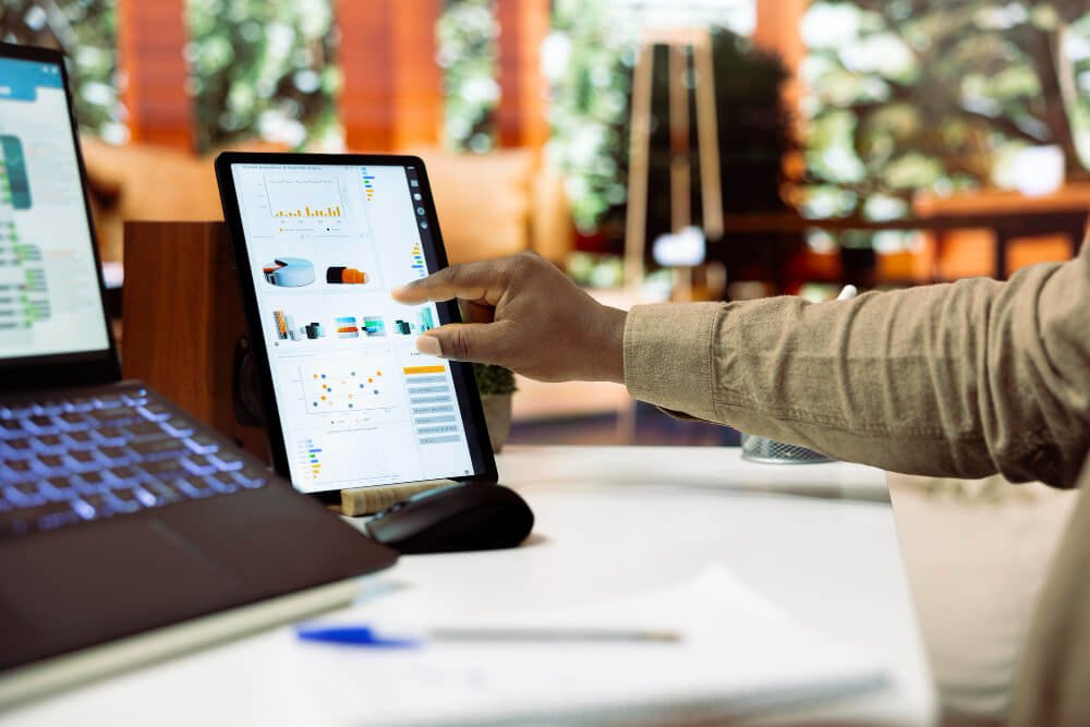 Live email revenue performance dashboard on a laptop screen