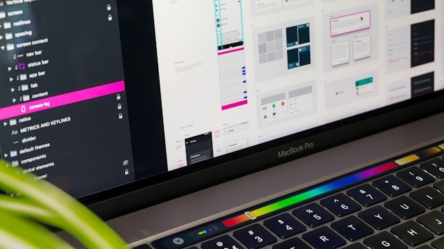 UI/UX wireframes and user flow design on screen